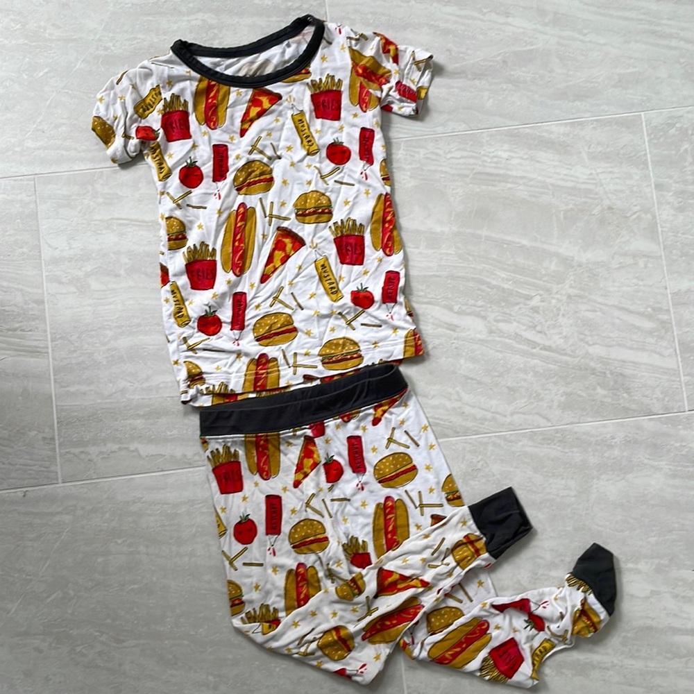 Little Sleepies bamboo toddler pjs pizza burger print
